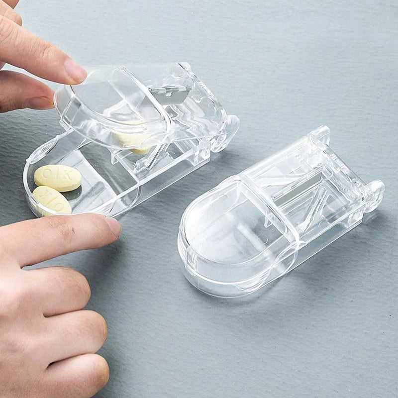 Transparent Rectangular Pill Dispenser with Divider