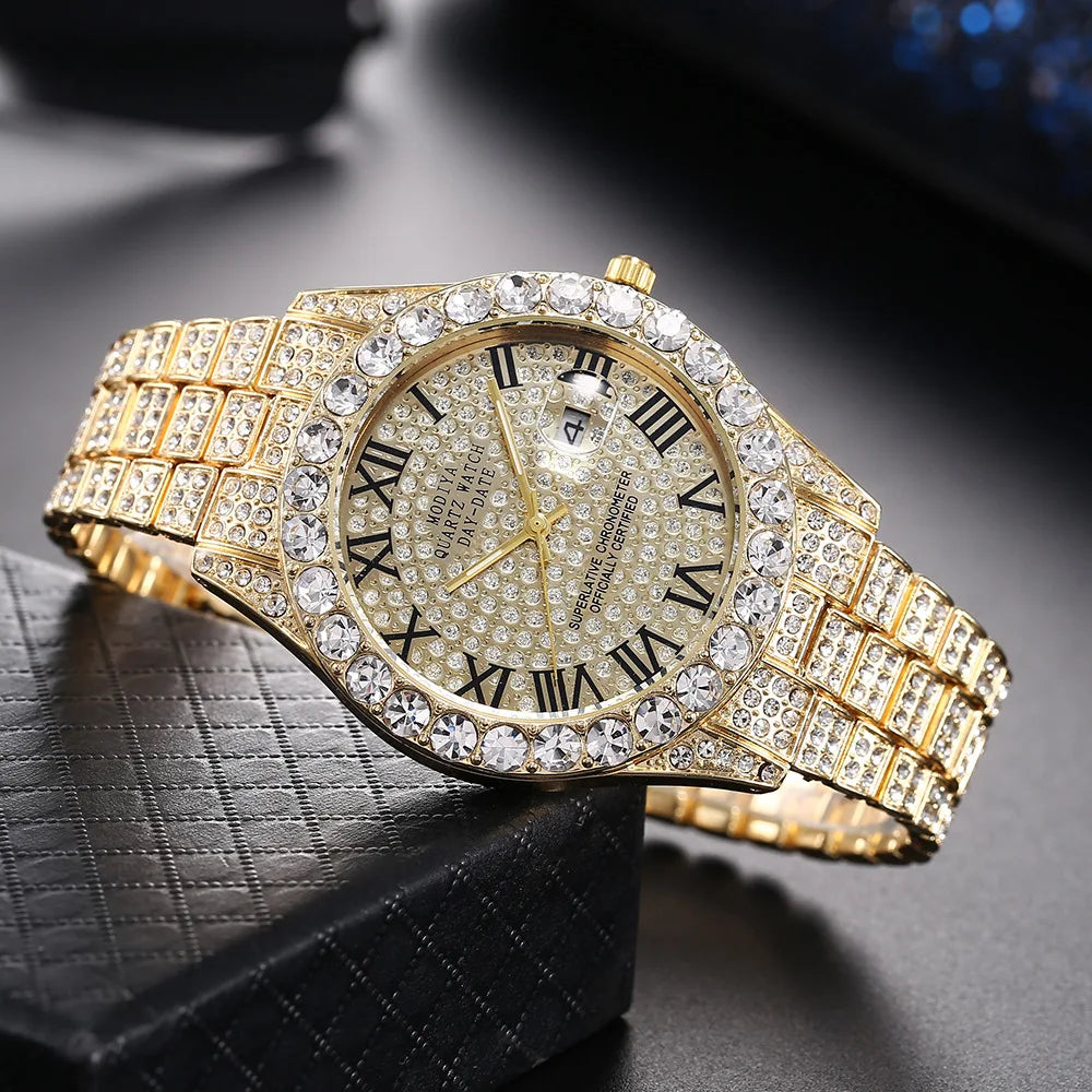 Aurelius Iced Out Gold-Tone Watch