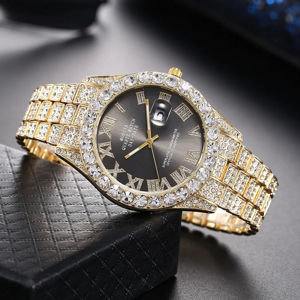 Aurelius Iced Out Gold-Tone Watch