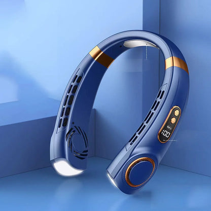 Portable Neck Fan,LED Hands-Free Bladeless, 5 Speeds, 4000 mAh Battery Operated Wearable Personal Fan, Twistable, Rechargeable