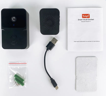 Smart WiFi Video Wireless Doorbell Night Vision Two Way Audio Alarm Notification Push Rechargeable Battery