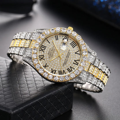 Aurelius Iced Out Gold-Tone Watch