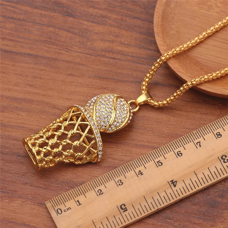 The "Clutch Shot" 3D Basketball Hoop Pendant & Chain