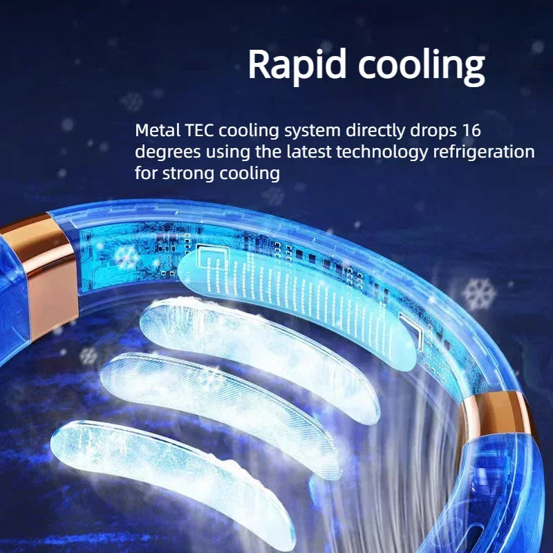 Portable Neck Fan,LED Hands-Free Bladeless, 5 Speeds, 4000 mAh Battery Operated Wearable Personal Fan, Twistable, Rechargeable