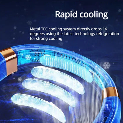 Portable Neck Fan,LED Hands-Free Bladeless, 5 Speeds, 4000 mAh Battery Operated Wearable Personal Fan, Twistable, Rechargeable