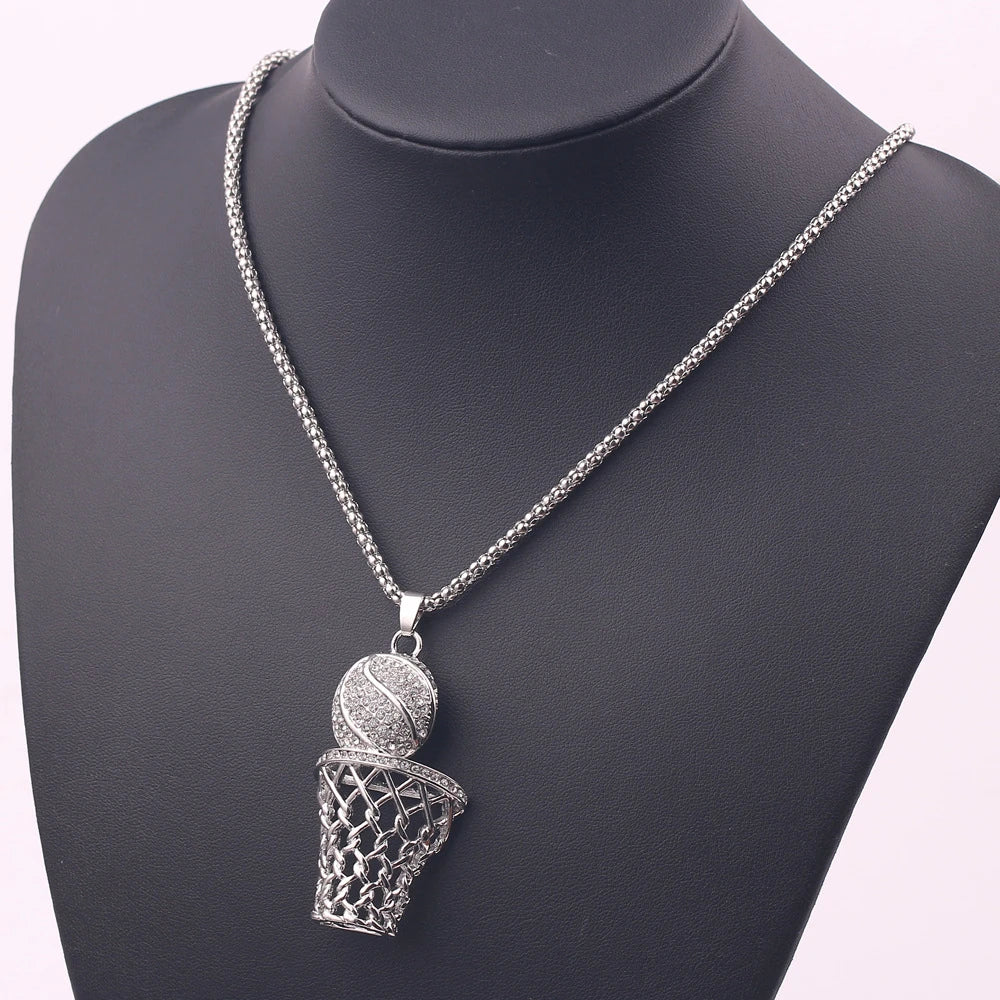 The "Clutch Shot" 3D Basketball Hoop Pendant & Chain