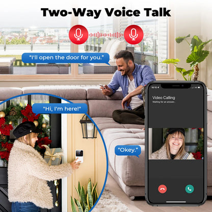 Smart WiFi Video Wireless Doorbell Night Vision Two Way Audio Alarm Notification Push Rechargeable Battery