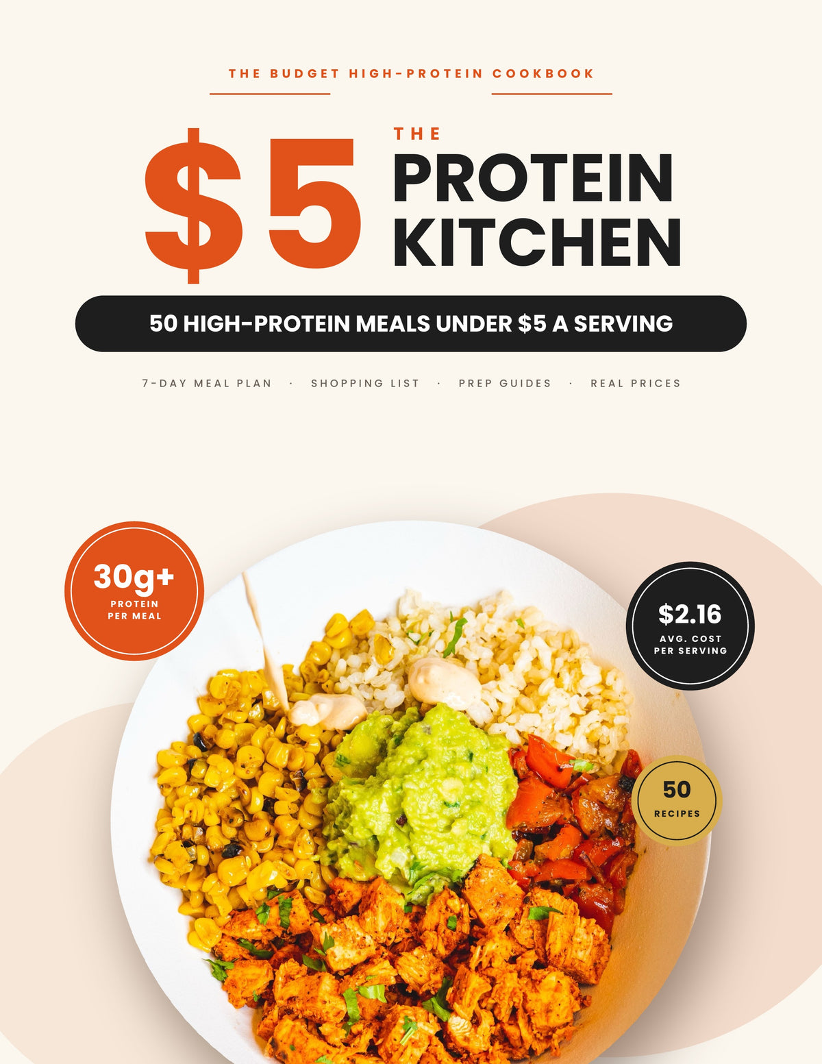 THE BUDGET HIGH-PROTEIN COOKBOOK : 50 easy meals with 30g+ of protein under 5$ a Serving
