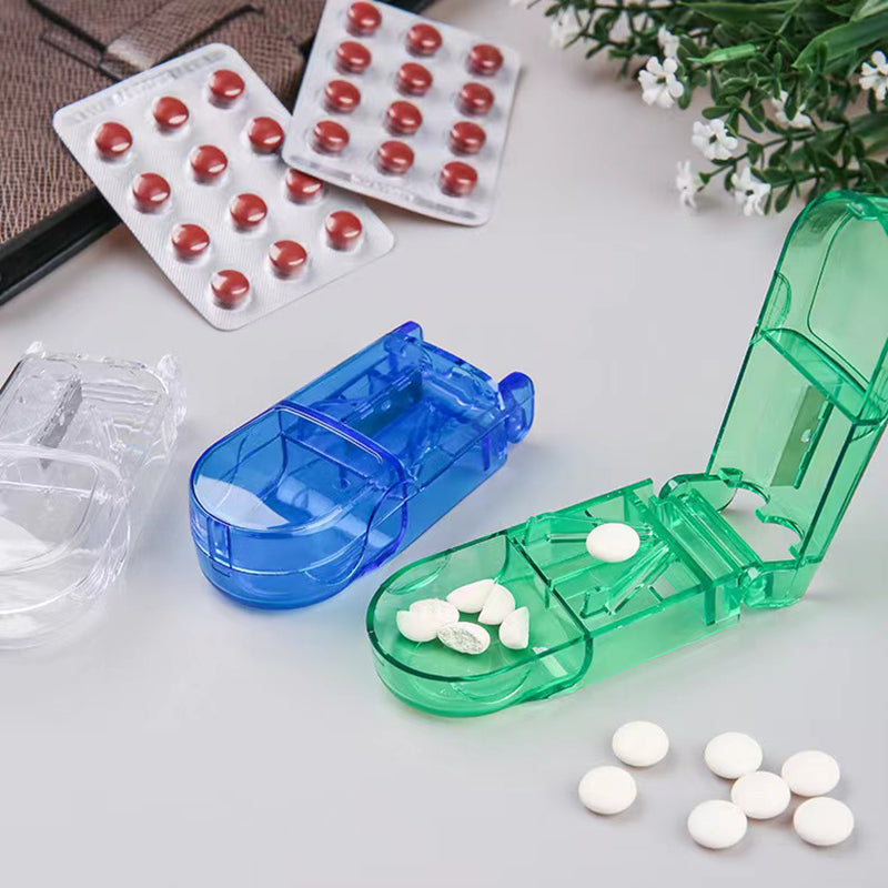 Transparent Rectangular Pill Dispenser with Divider